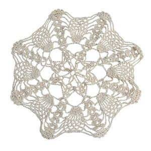 VTG Handmade Crochet Doily Starburst Lace Cream Cotton 7.5 Inch Round Cottge